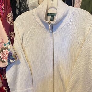 Ralph Lauren white Zip-Up Cardigan